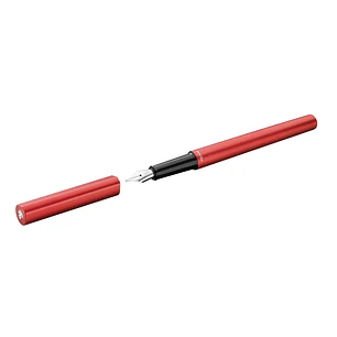 Pelikan Ineo Pluma Estilografica - Punta M - Caja Metalica - Aluminio Anodizado Satinado - Forma de Gota Antivuelco - Incluye Recambio - Color Rojo