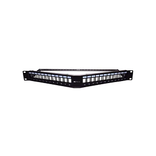 WP Patch Panel de 24 Puertos RJ45 CAT6 UTP - 1U Keystone Angulado - Color Negro