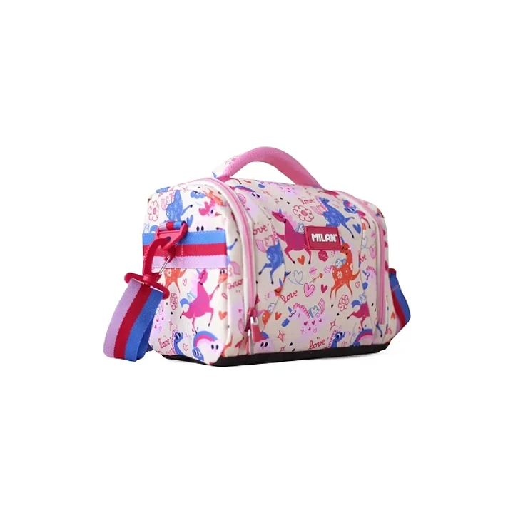 Milan Flowicorn Bolsa Isotermica Porta Alimentos de 5L - Gran Capacidad - Apertura Total - Bolsillo Interior de Malla - Correa Regulable - Medidas 24. 1