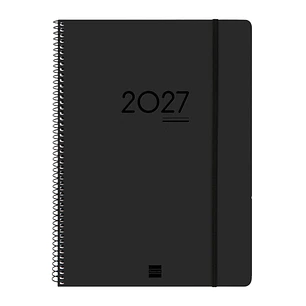 Finocam Ikon Agenda de Espiral Internacional - 16 Meses - Semana Vista Vertical - Formato E40 - 210x297mm - Tapas de PP - Papel de 80g/m2 - Goma Elast