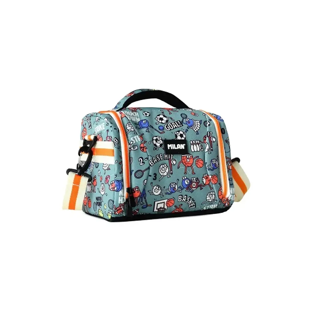 Milan Sports Bolsa Isotermica Porta Alimentos de 5L - Gran Capacidad - Apertura Total - Bolsillo Interior de Malla - Correa Regulable - Medidas 24.5x2 1