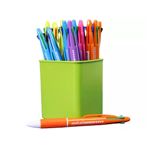 Molin Pack de 25 Boligrafos Retractiles de 4 Colores - Punta de Bola Media - Tinta Base de Aceite - Cuerpo de Colores Surtidos