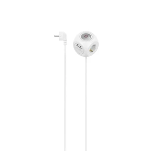 Hama Regleta Alimentacion con 7 Tomas - 3680W - Cable 1.4m - 3x Schuko - 2x USB-C - 2x USB-A - Antideslizante - Interruptor de Encendido - Forma de Cu