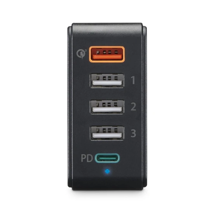 Hama Cargador de Pared - Potencia 51W - Cable 1.2m - Power Delivery - Qualcomm - Indicador LED - 4x USB-A - Color Negro 1