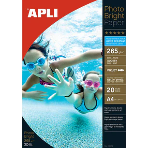 Apli Papel Fotografico Photobright Resistente Al Agua A4 265g 20 Hojas