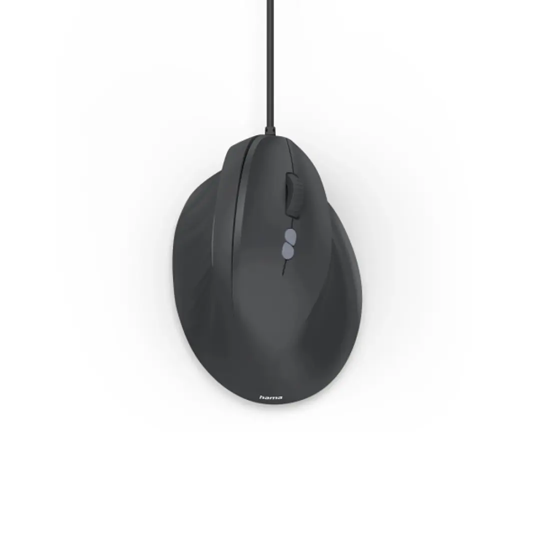 Hama ECM-500R Raton Optico Vertical para Diestros 1800dpi - Cable 180cm - Ergonomico - 7 Botones - Silencioso - 7.1x8.6x11.5cm - Color Negro 1