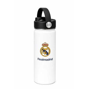 Safta Real Madrid Botella Isotermica - Capacidad 530ml - Pajita Interior - Revestimiento Interior de Cobre - Tapa Antifugas - 12h Caliente - 24h Frio 
