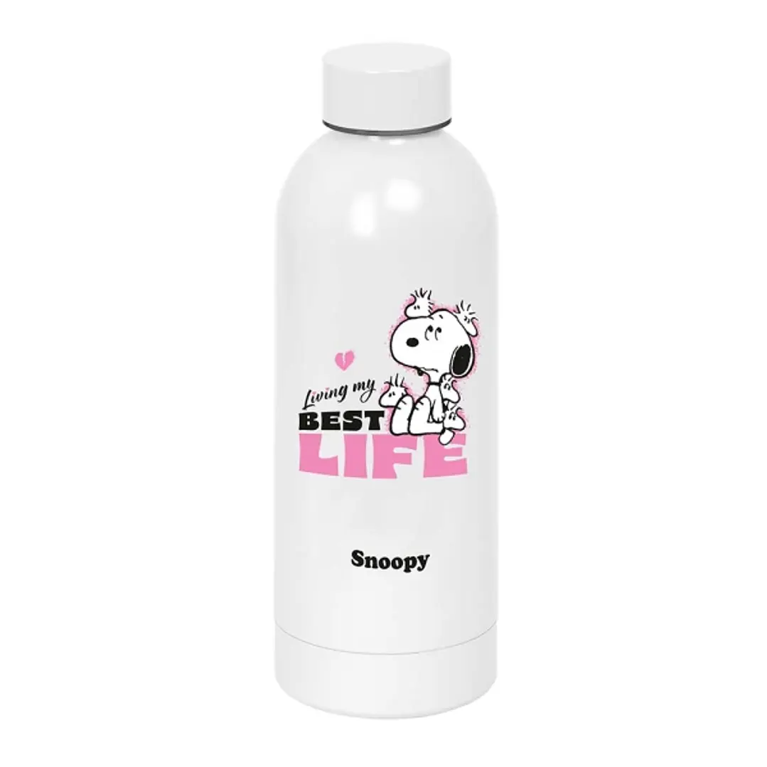 Safta Snoopy Botella Isotermica - Capacidad 500ml - Cierre Hermetico - Acero Inoxidable - 6h Caliente - 12h Frio - 7x22.5cm - Color Rosa 1
