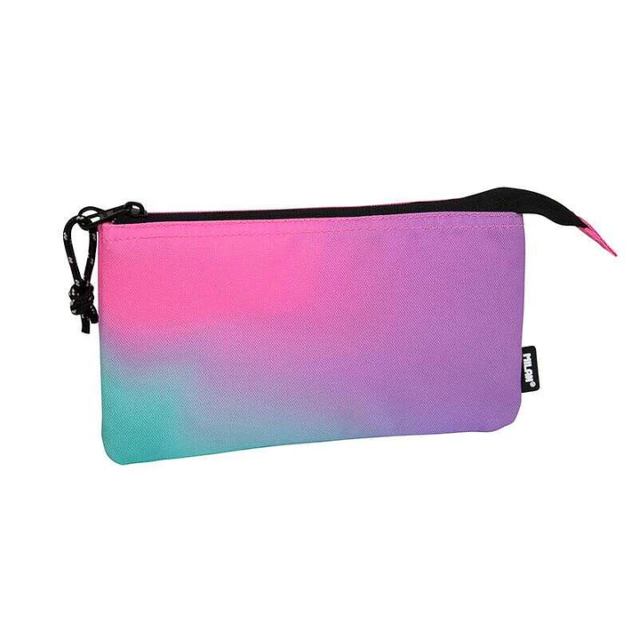Milan Sunset Estuche Portatodo 5 Compartimentos - Tejido Resistente a las Roturas y Rasgaduras - Medidas 22x12x4cm - Color Rosa 1