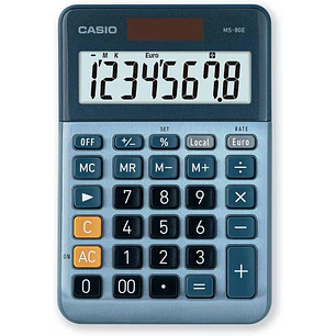 Casio MS80E Calculadora de Escritorio 8 Digitos - Tecla Doble Cero - Simbolos de Comando de Funcion - Calculo Avanzado de Porcentaje - Alimentacion So