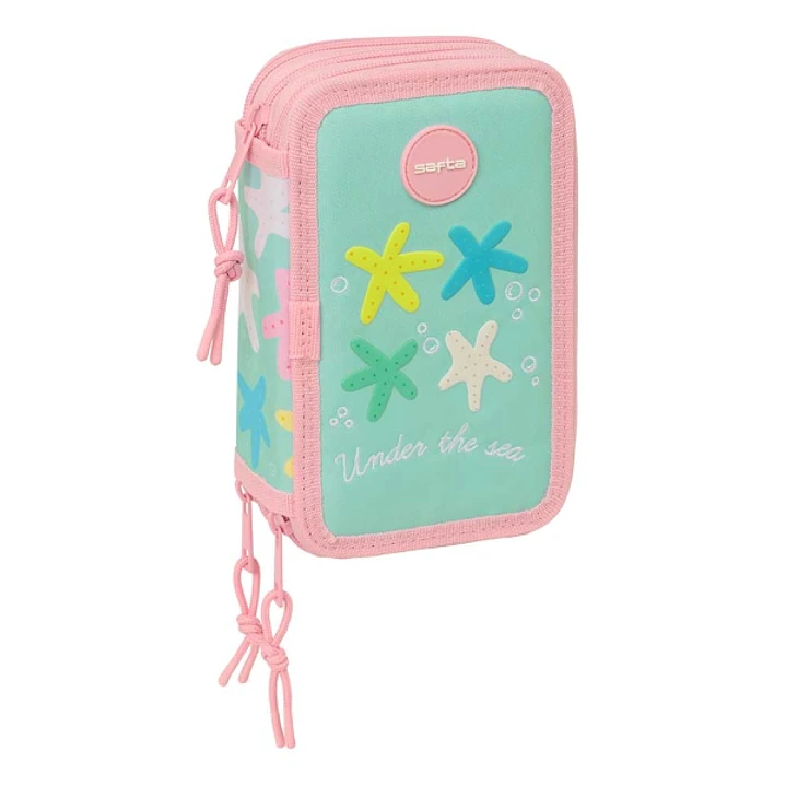 Safta Estrellas Plumier de 3 Pisos - 37 Piezas - Goma - Lapiz - 2 Boligrafos - Sacapuntas - 2 Reglas - 16 Colores - 14 Rotuladores - 12.5x19.5x5.5cm - 1