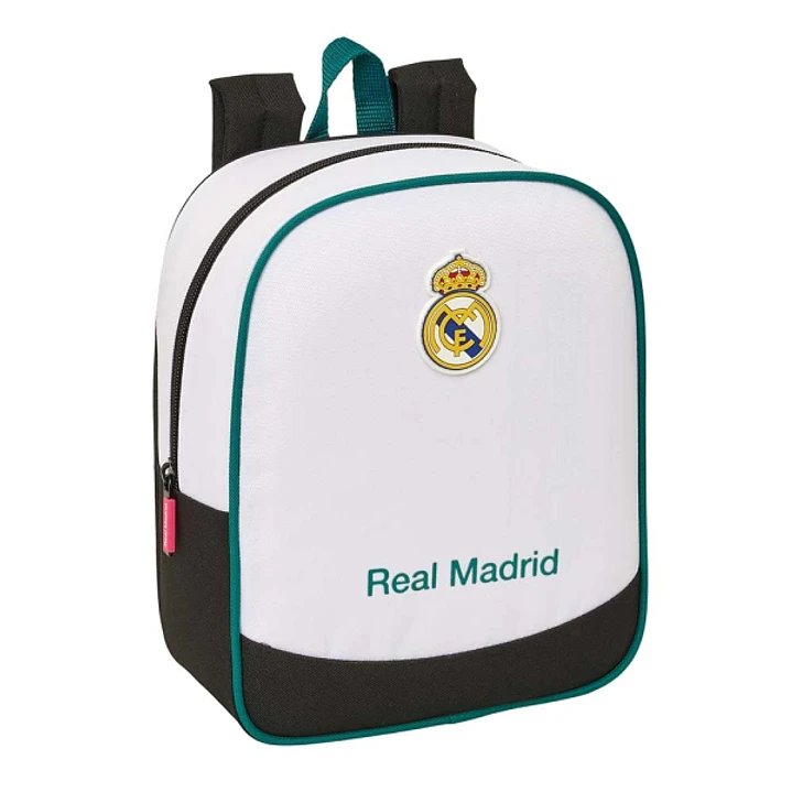 Safta Real Madrid Equipacion 26/27 Mochila Guarderia - 6L - Cremallera - Asa de Mano - Tarjeta de Identificacion Personal - Adaptable a Carrito - 22x2 1