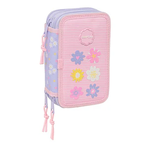 Safta Bouquet Plumier de 3 Pisos - 37 Piezas - 1.3L - Goma - Lapiz - Boligrafos - Sacapuntas - Reglas - 16 Colores - 14 Rotuladores - 125x55x195mm - C