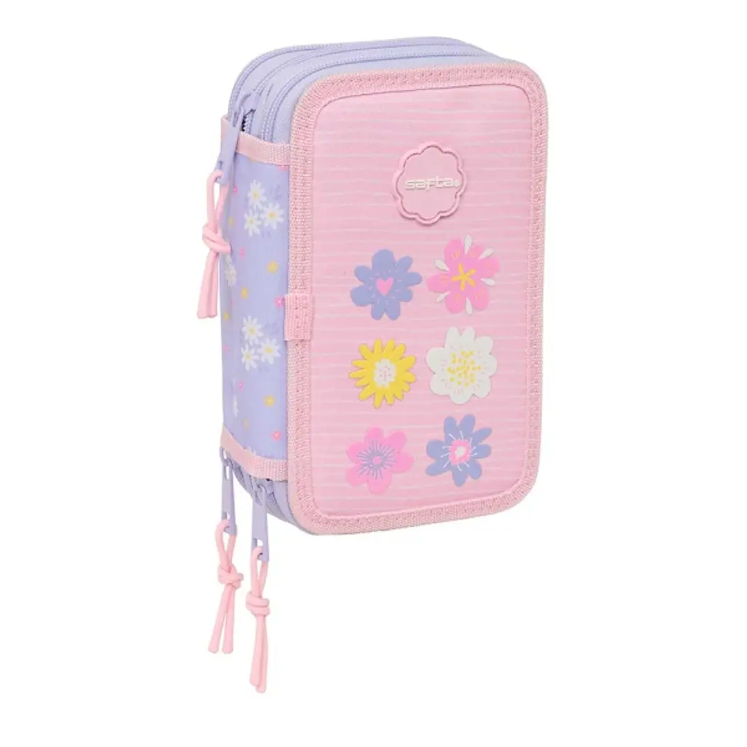 Safta Bouquet Plumier de 3 Pisos - 37 Piezas - 1.3L - Goma - Lapiz - Boligrafos - Sacapuntas - Reglas - 16 Colores - 14 Rotuladores - 125x55x195mm - C 1
