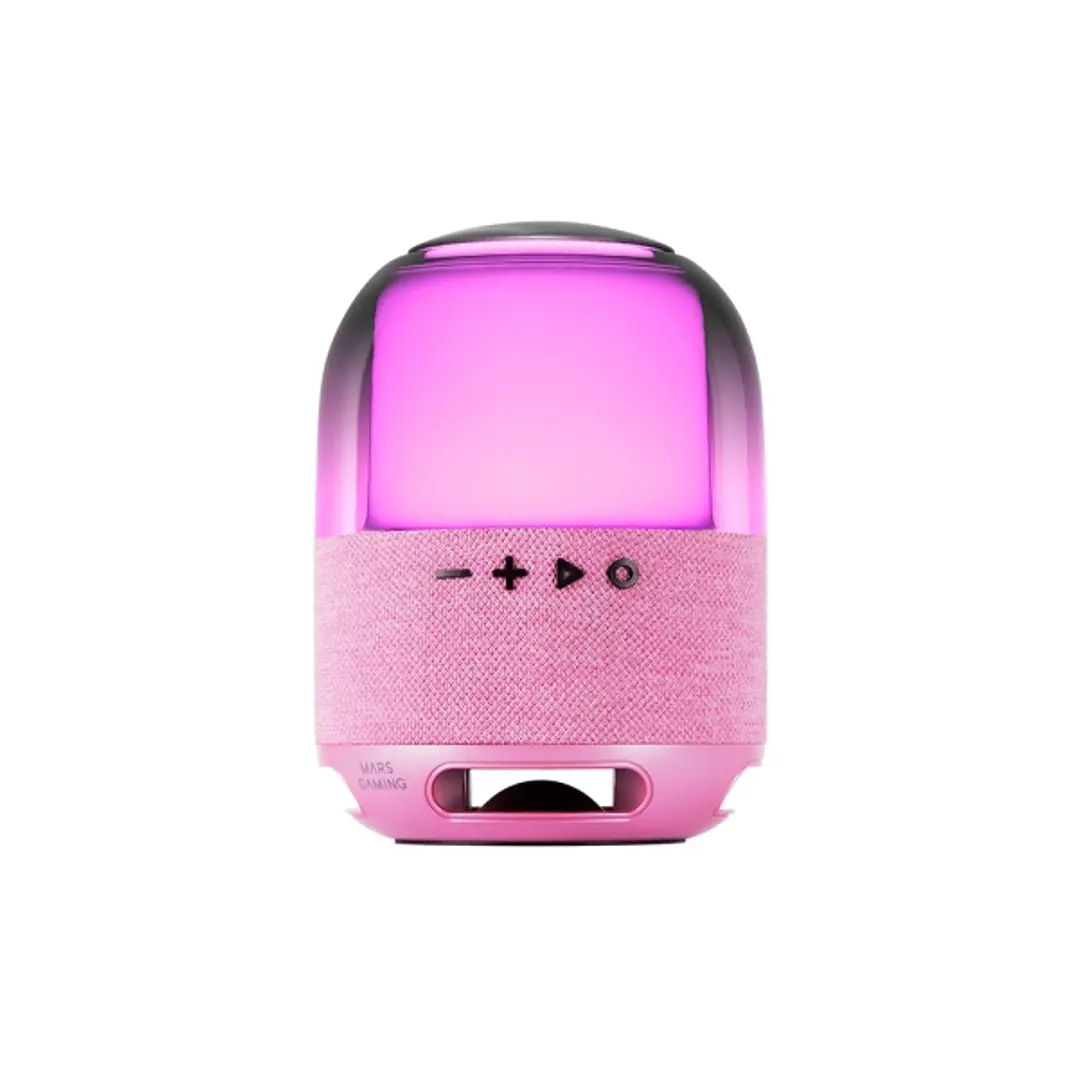 Mars Gaming MS-FLOW Altavoz Bluetooth de 15W - Luces RGB 360 Grados - Bateria de 2000mAh - Compacto - Alcance hasta 10m - Color Rosa 1