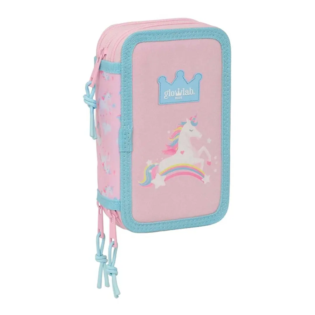 Safta Glowlab Kids Plumier de 3 Pisos - 37 Piezas - 1.3L - Goma - Lapiz - Boligrafos - Sacapuntas - Reglas - 16 Colores - 14 Rotuladores - 125x55x195m 1