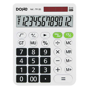 Dohe Calculadora de Sobremesa Grande 12 Digitos - Pantalla Reclinada - Teclas de Gran Formato - Raiz Cuadrada, Gran Total, Recuperacion de Memoria - A