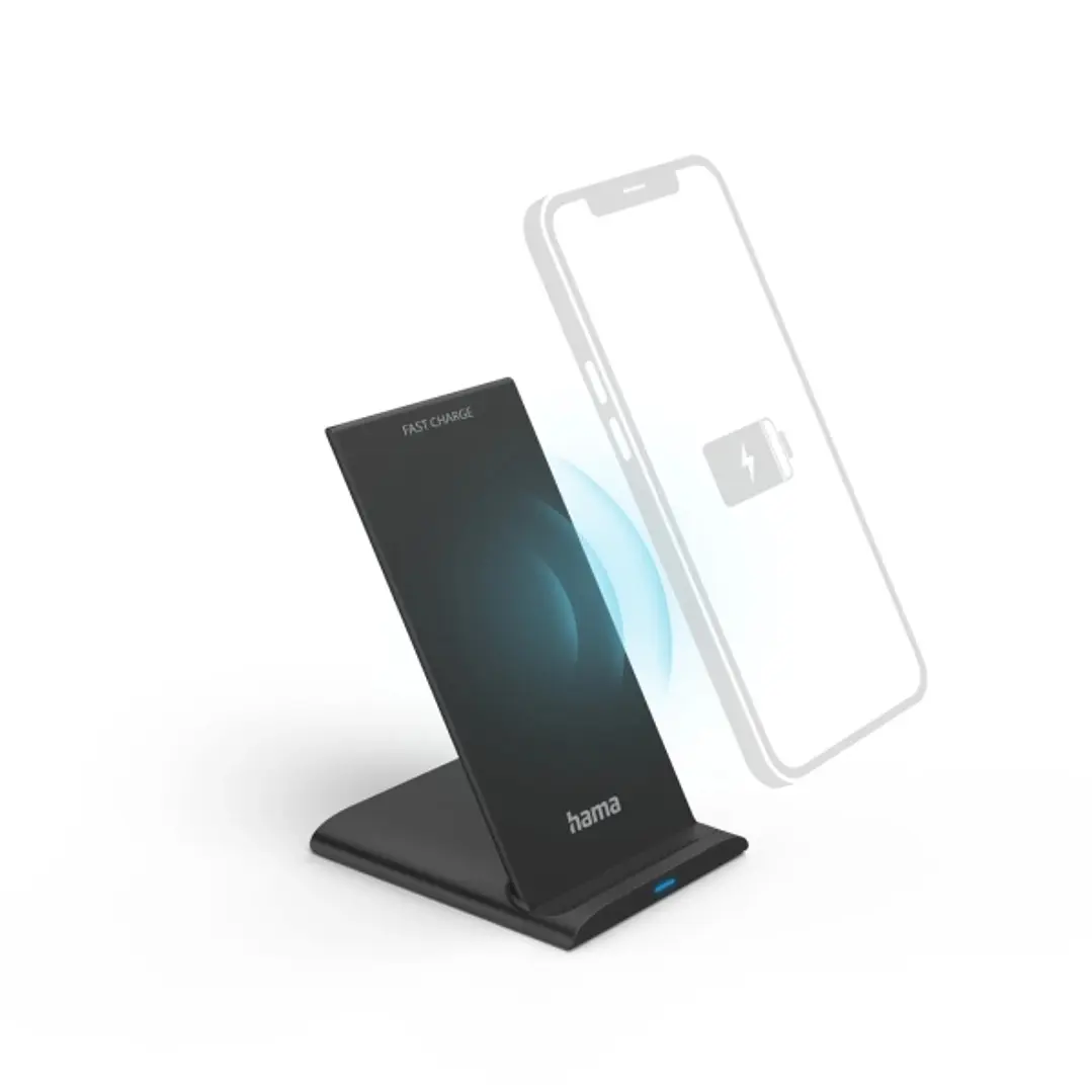 Hama QI-FC10S Cargador Inalambrico - Potencia 10W - USB-C - Indicador LED - Carga Rapida - Color Negro 1