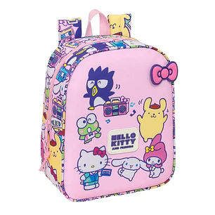 Safta Hello Kitty and Friends Mochila Guarderia - 6L - Cremallera - Asa de Mano - Tarjeta de Identificacion Personal - Adaptable a Carrito - 22x27x10c