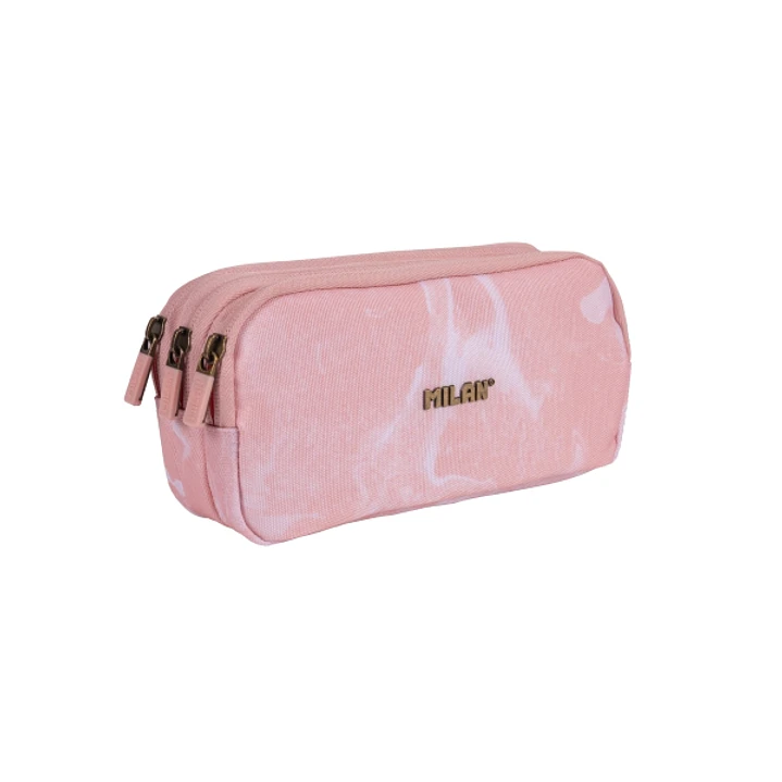 Milan Lava Estuche Portatodo - Cremallera - 3 Compartimentos - 22x11x6.5cm - Color Rosa 1