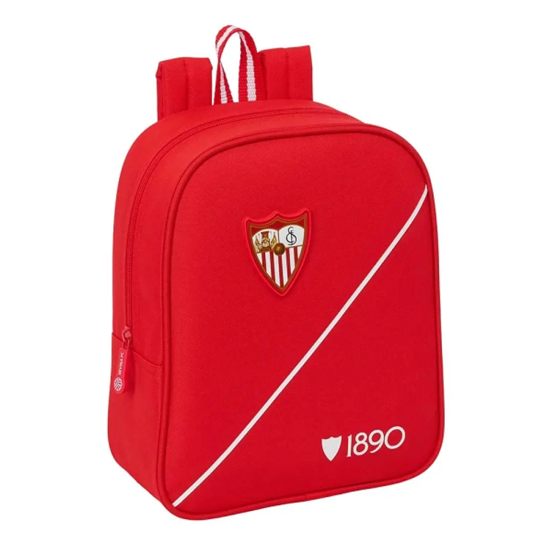 Safta Sevilla FC Mochila Guarderia - 6L - Cremallera - Asa de Mano - Tarjeta de Identificacion Personal - Adaptable a Carrito - 22x27x10cm - Color Roj 1