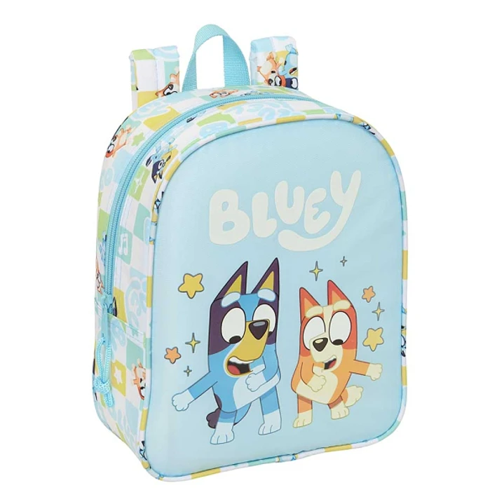 Safta Bluey Ready Mochila Guarderia - 6L - Cremallera - Asa de Mano - Tarjeta de Identificacion Personal - Adaptable a Carrito - 22x27x10cm - Color Az 1