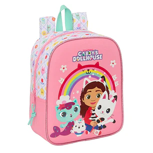 Safta Gabby's Dollhouse Mochila Guarderia - 6L - Cremallera - Asa de Mano - Tarjeta de Identificacion Personal - Adaptable a Carrito - 22x27x10cm - Co