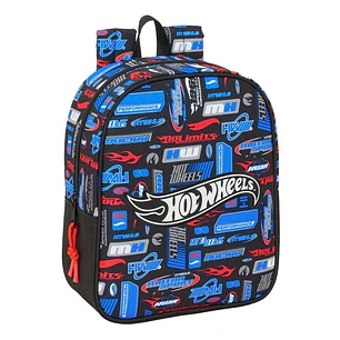 Safta Hot Wheels Mochila Guarderia - Adaptable a Carro - Cremallera - Tarjeta de Identificacion - Asa de Mano Superior - 6L - 220x100x270mm - Color Az