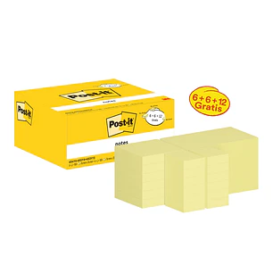 Post-It Pack de 24 Blocs de 100 Notas Adhesivas Reposicionables - Forma - 51x38mm - Color Amarillo Claro
