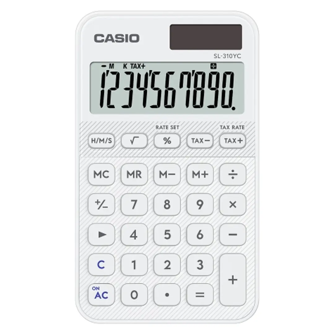 Casio SL-310YC Calculadora de Bolsillo con Pantalla LCD de 10 Digitos - Calculo de Impuestos - Alimentacion Solar y Pilas - Compacta y Ligera - Color  1