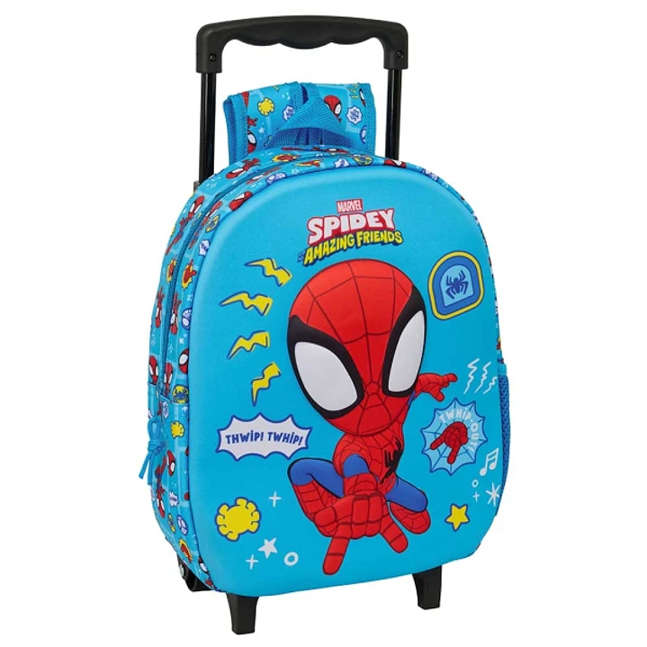 Safta Spidey Mochila con Carro - Portabotellas - Hombreras Acolchadas - Asa de Mano - 27x33x10cm - Color Azul 1