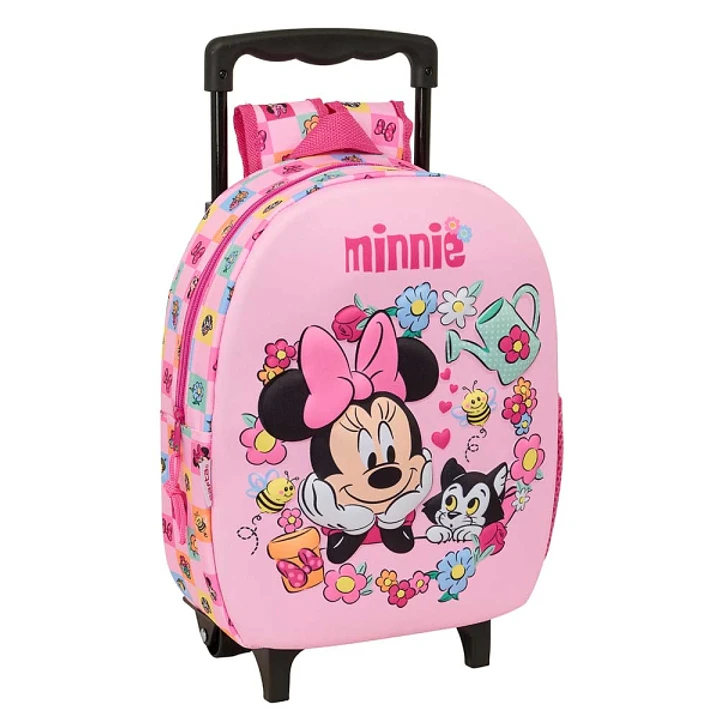 Safta Minnie Mouse Mochila con Carro - Portabotellas - Hombreras Acolchadas - Asa de Mano - 27x33x10cm - Color Rosa 1