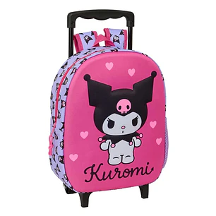 Safta Kuromi Mochila con Carro - Portabotellas - Hombreras Acolchadas - Asa de Mano - 27x33x10cm - Color Magenta