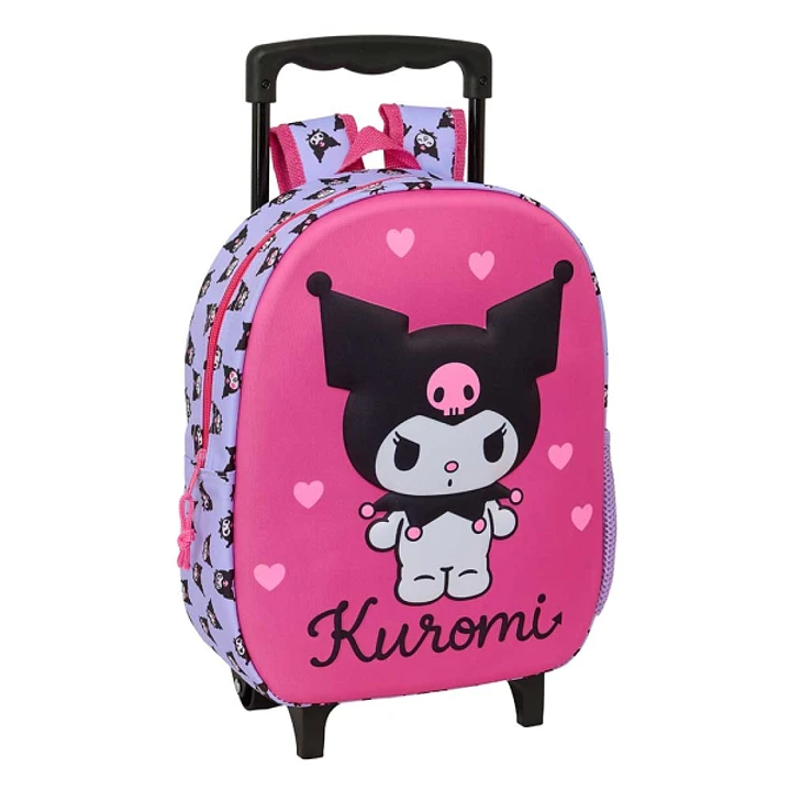 Safta Kuromi Mochila con Carro - Portabotellas - Hombreras Acolchadas - Asa de Mano - 27x33x10cm - Color Magenta 1