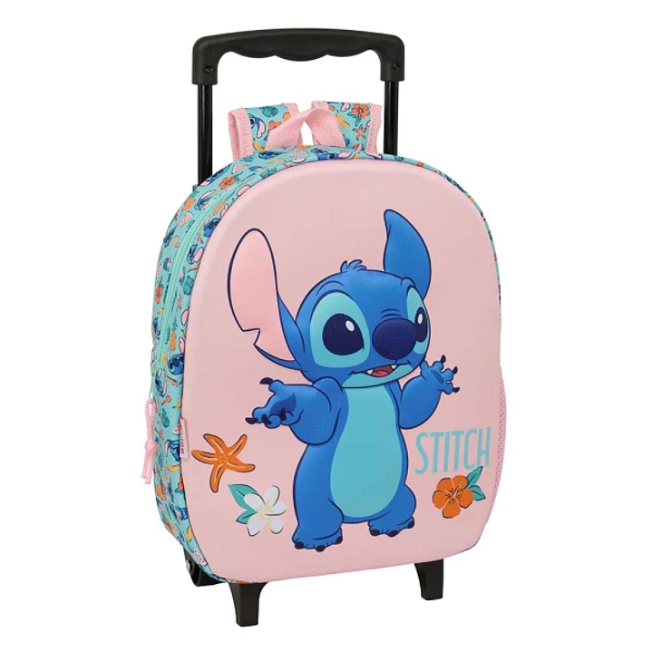 Safta Stitch Mochila con Carro - Portabotellas - Hombreras Acolchadas - Asa de Mano - 27x33x10cm - Color Rosa 1