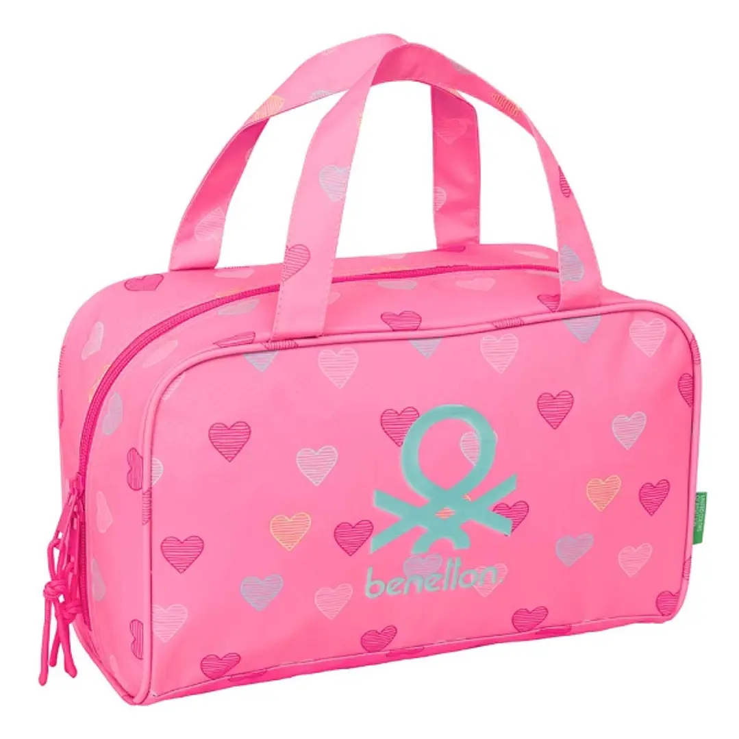 Safta Benetton Heart Neceser de 8L - Cremallera - Asas de Mano Superiores - Interior Forrado - Bolsillo Interior - Tirador Doble - 310x140x190mm - Col 1