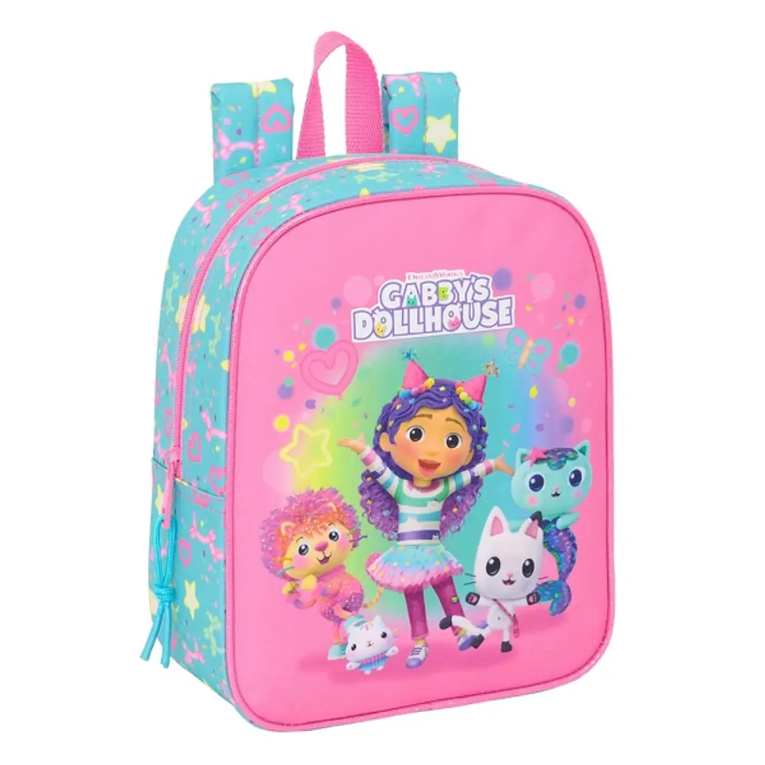 Safta Gabby's Dollhouse Confetti Mochila Guarderia - Tarjeta de Identificacion - Asa Superior - 6L - 220x100x270mm - Color Rosa 1