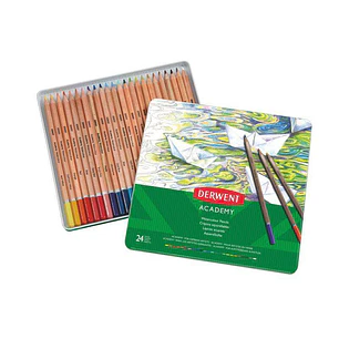 Derwent Academy Pack de 24 Lapices Acuarelables - Flexibilidad de la Acuarela - Cuerpos de Madera Natural - Faciles de Usar - Pigmentos de Calidad - M