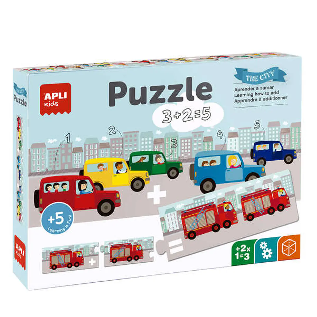 Apli Puzle Sumas y Numeros - 30 Piezas - 10 Secuencias Diferentes - Tamaño 49x7 cm - Desarrolla Psicomotricidad Fina y Mejora Concentracion - Colorido 1