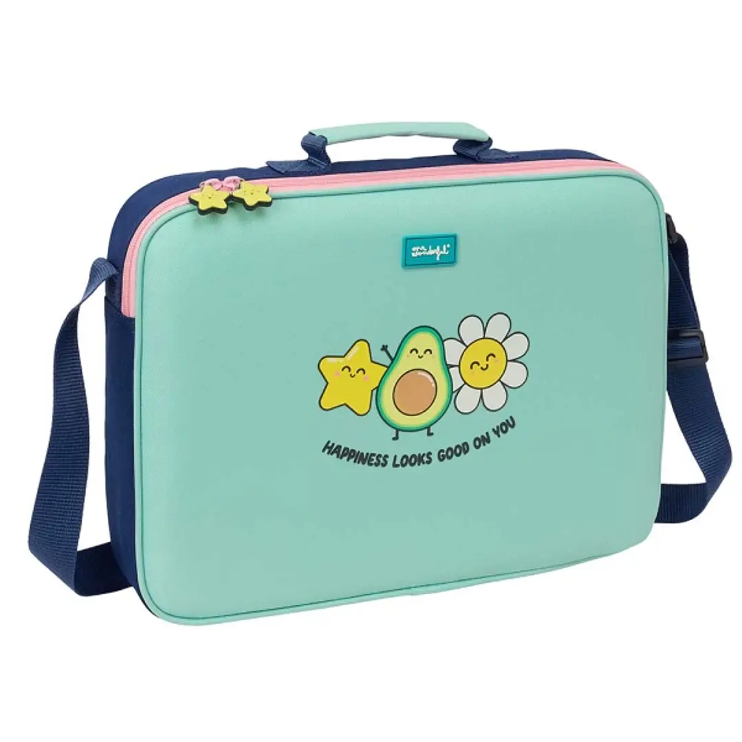 Safta Mr. Wonderful Estrella Maletin con Cremallera - Bandolera Ajustable - Asa Forrada - Doble Tirador - Fondo Semirigido - 38x28x6cm - Color Turques 1
