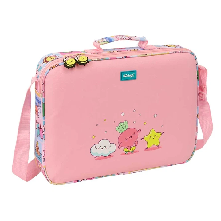 Safta Mr. Wonderful Comic Maletin con Cremallera - Bandolera Ajustable - Asa Forrada - Doble Tirador - Fondo Semirigido - 38x28x6cm - Color Rosa 1