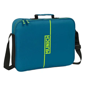 Safta Munich Land Maletin con Cremallera - Bandolera Ajustable - Asa Forrada - Doble Tirador - Fondo Semirigido - 6L - 380x60x280mm - Color Azul Oscur