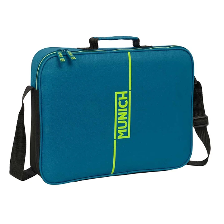 Safta Munich Land Maletin con Cremallera - Bandolera Ajustable - Asa Forrada - Doble Tirador - Fondo Semirigido - 6L - 380x60x280mm - Color Azul Oscur 1