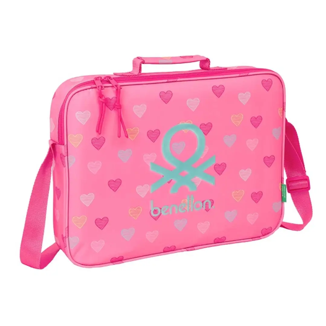 Safta Benetton Heart Maletin con Cremallera - Bandolera Ajustable - Asa Forrada - Doble Tirador en Cremallera - Fondo Interior Semirigido - 6L - 380x6 1