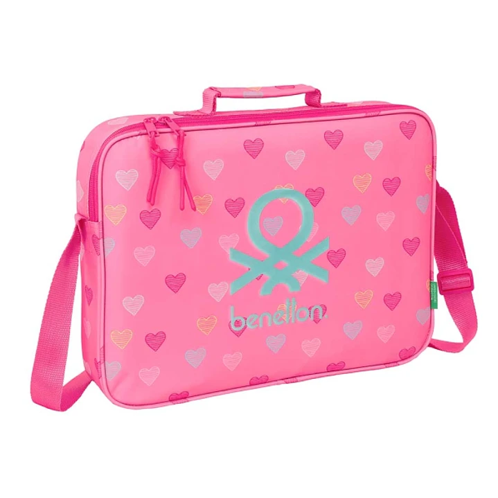 Safta Benetton Heart Maletin con Cremallera - Bandolera Ajustable - Asa Forrada - Doble Tirador en Cremallera - Fondo Interior Semirigido - 6L - 380x6 1
