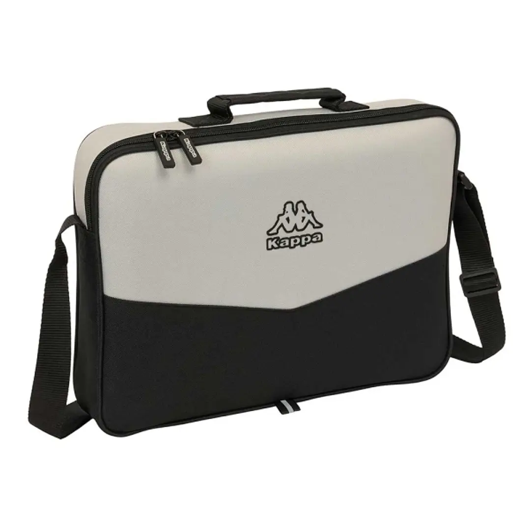 Safta Kappa Grey Maletin con Cremallera - Bandolera Ajustable - Asa Forrada - Doble Tirador - Fondo Semirigido - 6L - 380x60x280mm - Color Negro y Gri 1