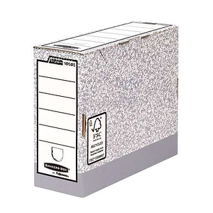 Fellowes Bankers Box Caja de Archivo Definitivo 100mm A4 - Montaje Automatico Fastfold - Carton Reciclado Certificacion FSC - Color Gris