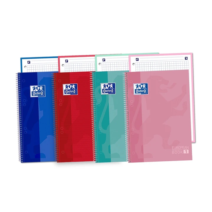 Oxford School Classic A5+ Europeanbook Cuaderno A5+ Cuadricula 5x5mm - 80 Hojas Microperforadas - Tapa Extradura Resistente - Colores Surtidos 1