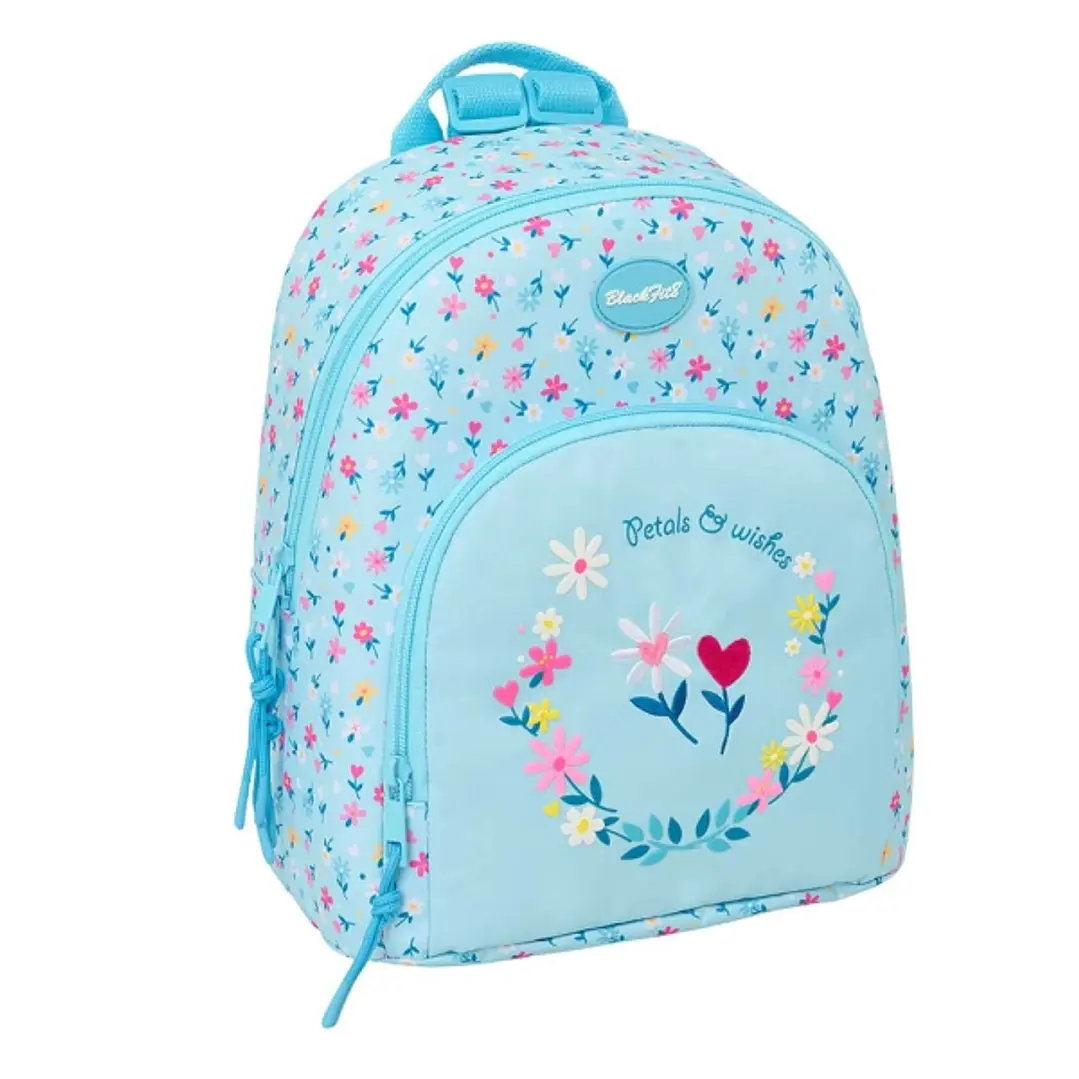 Safta Blackfit8 Petalos Mini Mochila - Bolsillo Frontal y Trasero - Cremallera - Hombreras Ajustables - Asa Superior - Compacta y Ligera - 25x30x13cm  1