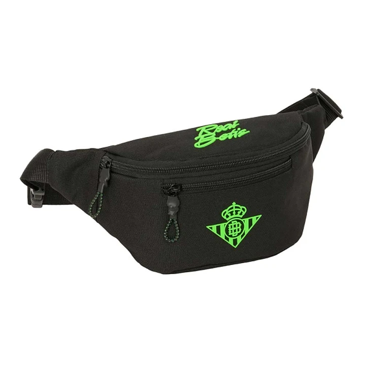 Safta Real Betis Balompie Bolsa de Cintura - Cremallera - Cintas Ajustables - Cierre de PVC - Bolsillo Frontal - 23x12x9cm - Color Negro y Verde 1